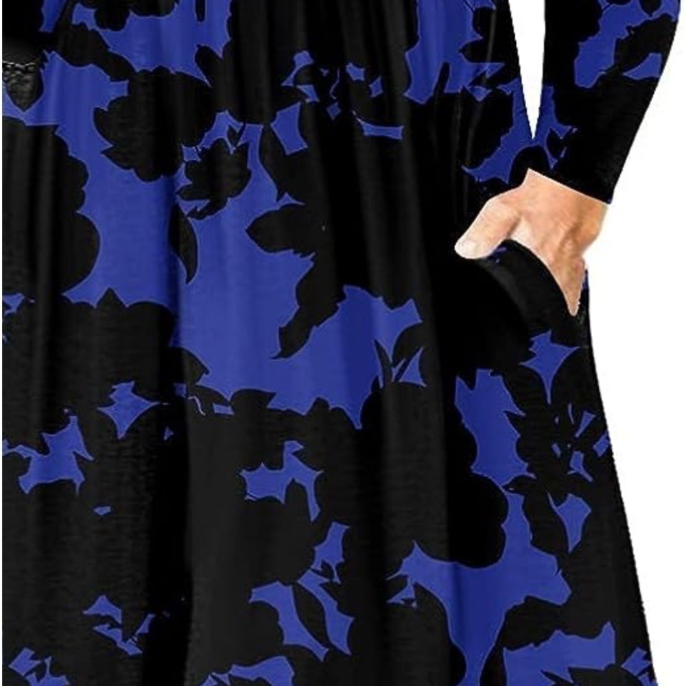 Plus Size Maxi Dress Long Sleeve Empire Waist Size 3X Royal Blue And Bl… - Picture 6 of 9